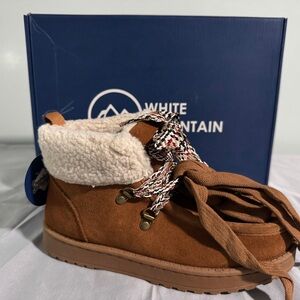 White Mountain Brown Suede Sherpa-Lined Lace-Up Boot